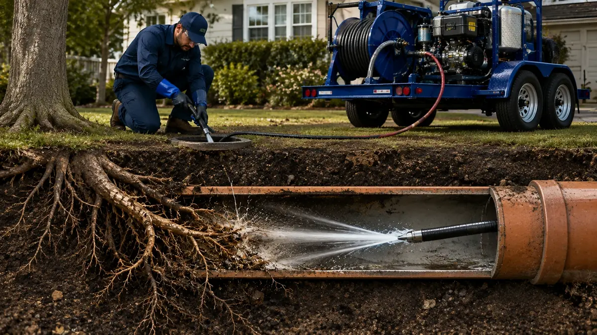 Tree Root Removal with Hydro Jetting in Sierra Madre